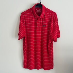 Under Armour Men's Polo Shirt in Red and Gray Stripes